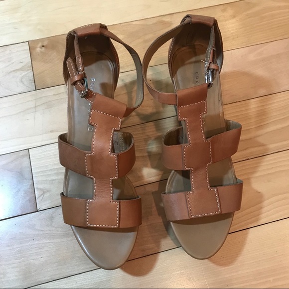 Franco Sarto Brown Leather Wedges 7.5 Falco Y2K - Picture 2 of 7